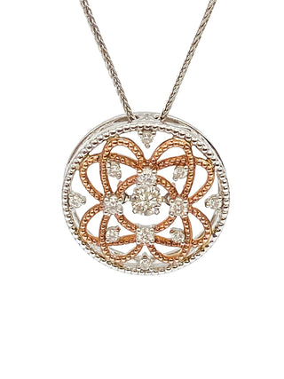 Colgante de diamantes de 0,35 quilates en oro blanco y rosa de 10 quilates, 18"