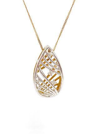 Colgante de diamantes de 0,06 quilates en oro blanco y amarillo de 10 quilates, 18"
