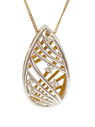 Colgante de diamantes de 0,06 quilates en oro blanco y amarillo de 10 quilates, 18"