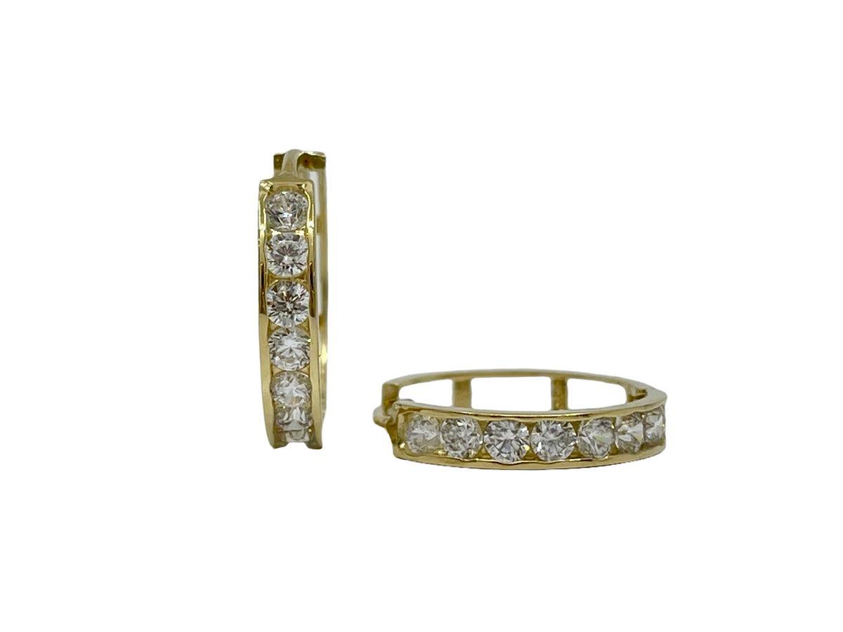 14K Yellow Gold Cubic Zirconia Huggies - 14mm