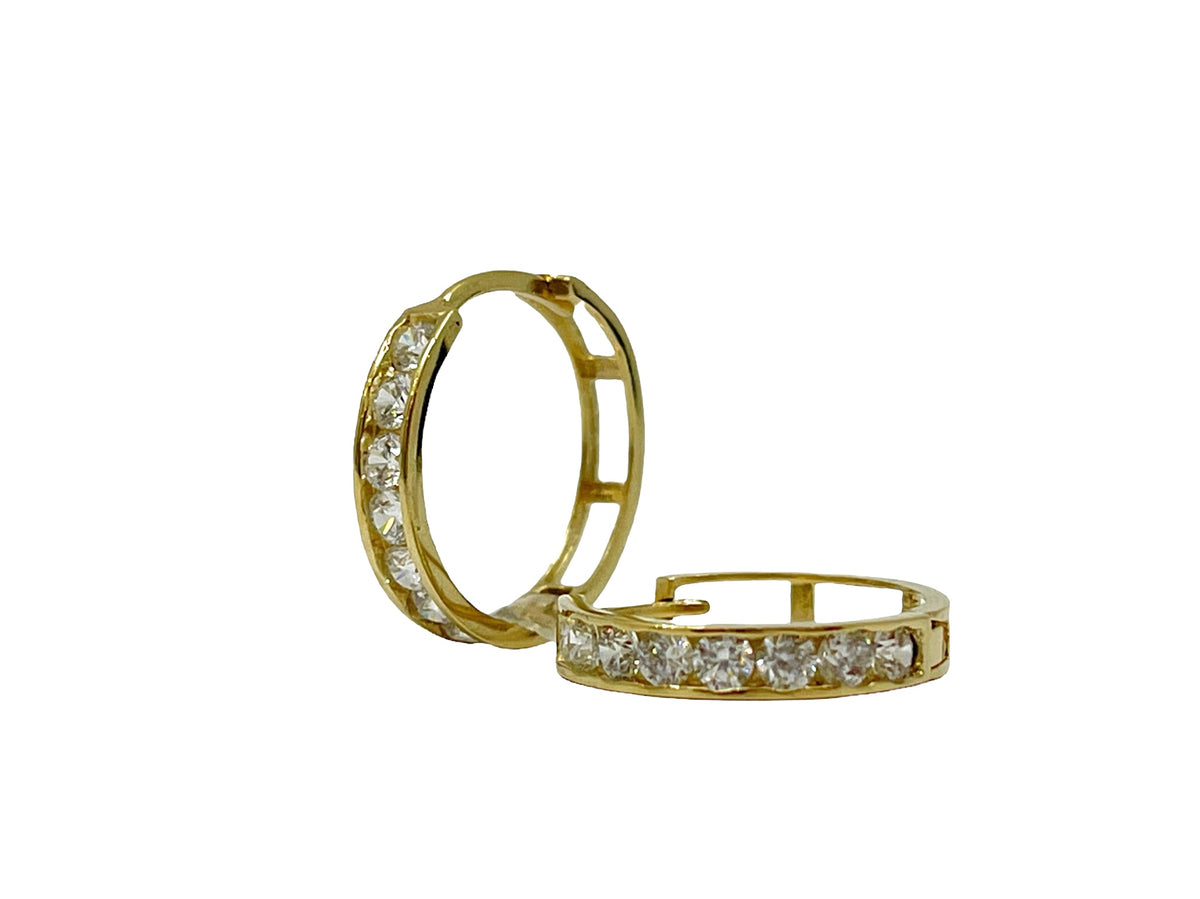 14K Yellow Gold Cubic Zirconia Huggies - 25mm