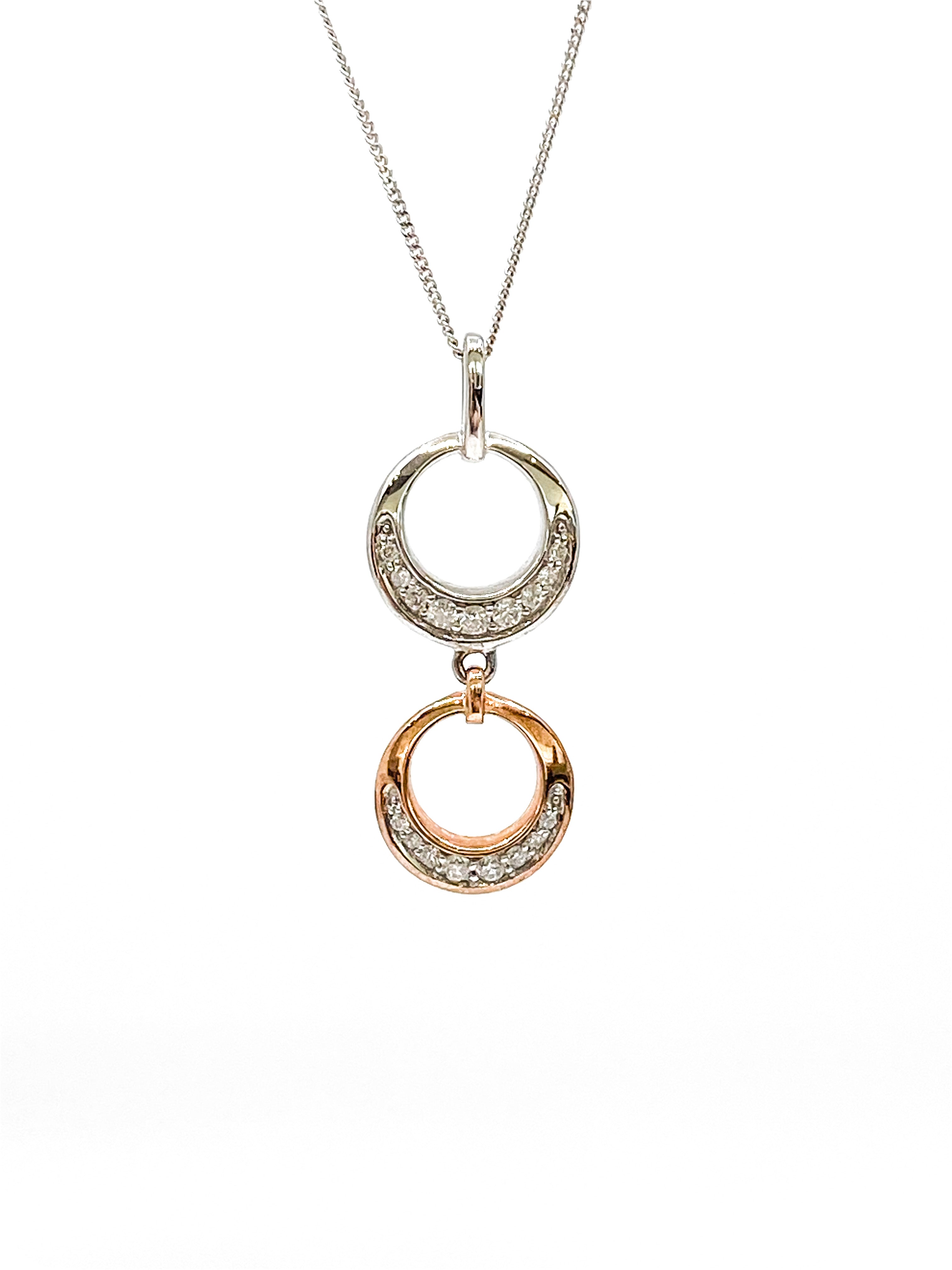 10K White & Rose Gold 0.39cttw Diamond Pendant, 18"