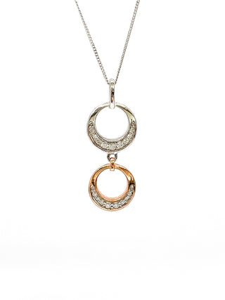 Colgante de diamantes de 0,39 quilates en oro blanco y rosa de 10 quilates, 18"