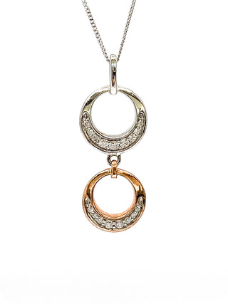 Colgante de diamantes de 0,39 quilates en oro blanco y rosa de 10 quilates, 18"