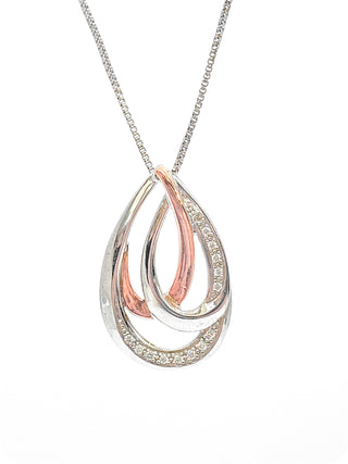 Colgante de plata y oro rosa de 10 quilates con diamantes de 0,08 quilates, 18"