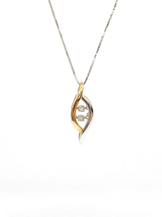 Colgante de oro blanco y amarillo de 10 quilates con diamantes de 0,02 quilates, 18"
