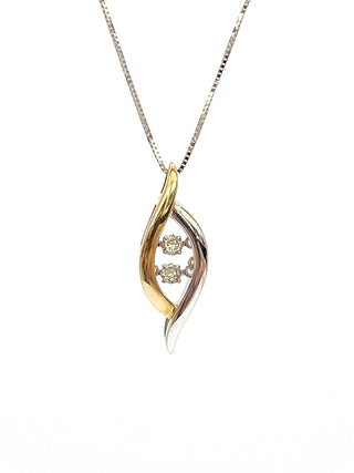 Colgante de oro blanco y amarillo de 10 quilates con diamantes de 0,02 quilates, 18"