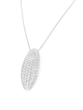 Colgante con pavé de diamantes de 2,11 quilates en oro blanco de 10 quilates, 18"
