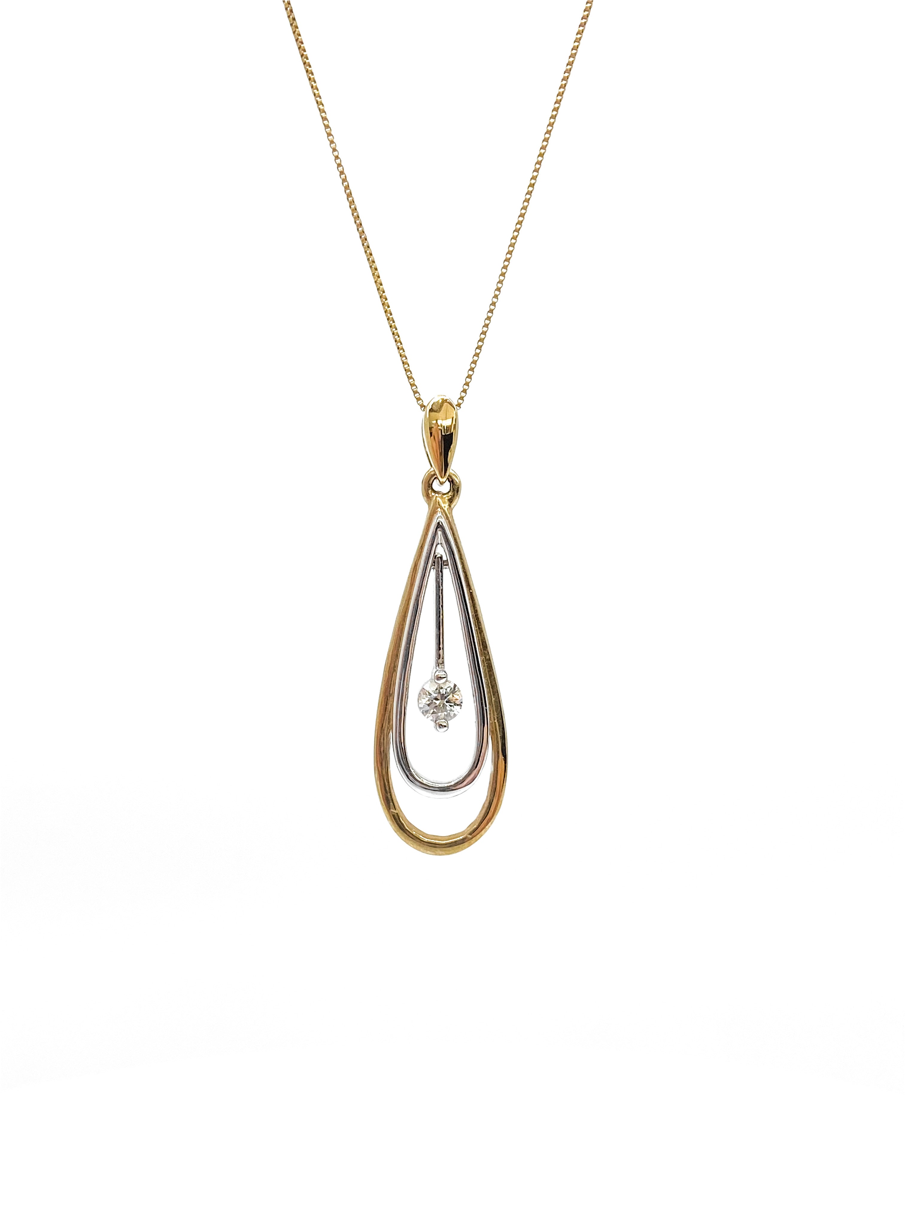 10K White & Yellow Gold 0.10cttw Canadian Diamond Necklace, 18"