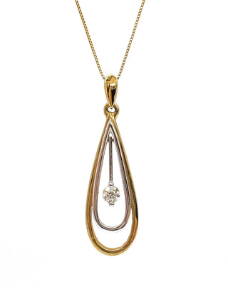 Collar de diamantes canadienses de 0,10 quilates en oro blanco y amarillo de 10 quilates, 18"