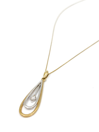 Collar de diamantes canadienses de 0,10 quilates en oro blanco y amarillo de 10 quilates, 18"