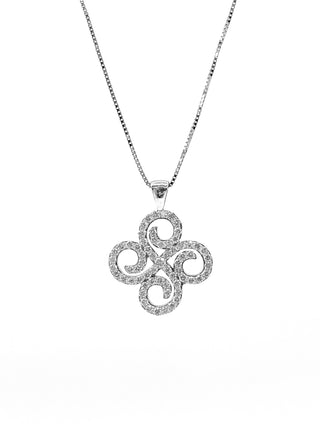 Colgante de flor de diamante de 1,00 quilates en oro blanco de 10 quilates, 18"