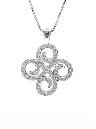 Colgante de flor de diamante de 1,00 quilates en oro blanco de 10 quilates, 18"
