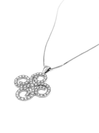 Colgante de flor de diamante de 1,00 quilates en oro blanco de 10 quilates, 18"