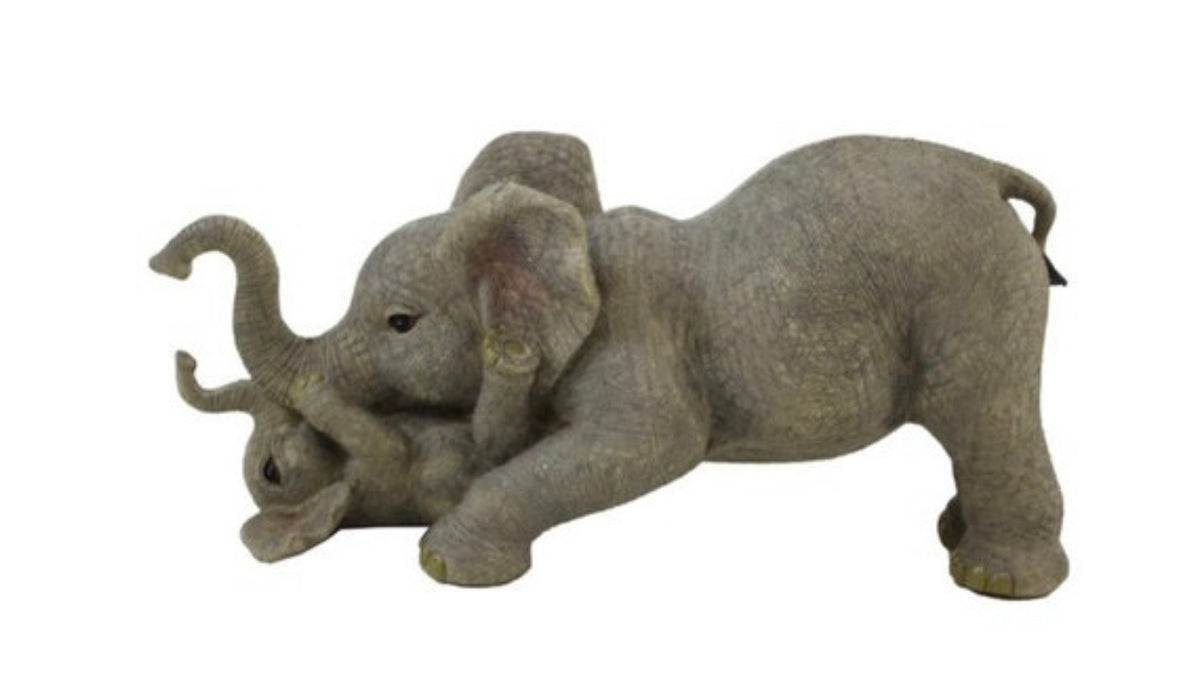 Elephant Mom &amp; Baby Playing Figurine