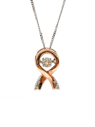 Colgante de diamantes de 0,10 quilates en oro rosa y oro blanco de 10 quilates, 18"