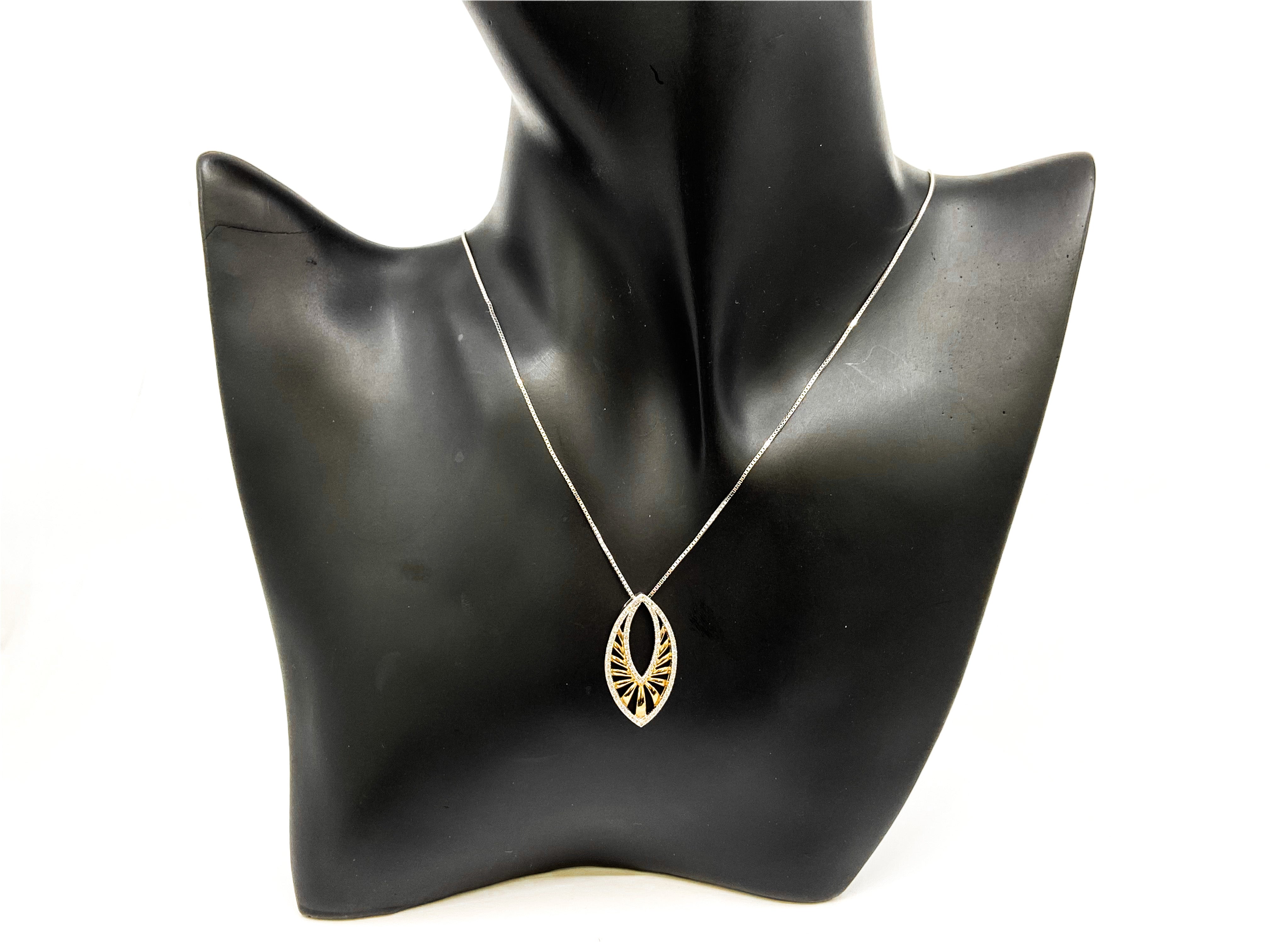 10K White & Yellow Gold 0.25cttw Diamond Pendant, 18"