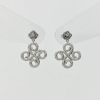 Pendientes colgantes tipo candelabro de diamantes de 0,50 quilates de oro blanco de 10 quilates