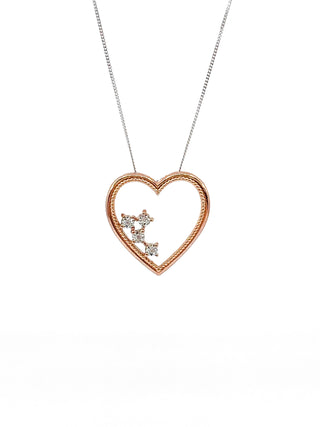 Colgante en forma de corazón con diamantes de 0,02 quilates en oro blanco y rosa de 10 quilates, 18"