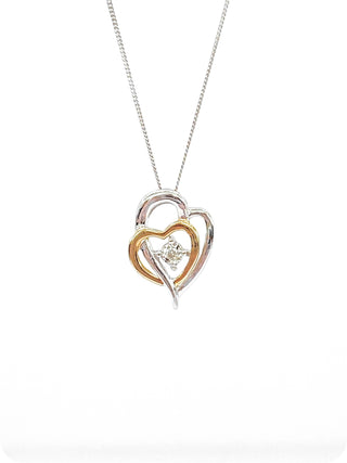 Colgante en forma de corazón con diamantes de 0,15 quilates en oro blanco y amarillo de 10 quilates, 18"