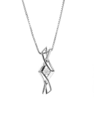 Colgante de plata de ley con diamantes canadienses de 0,15 quilates, 18"