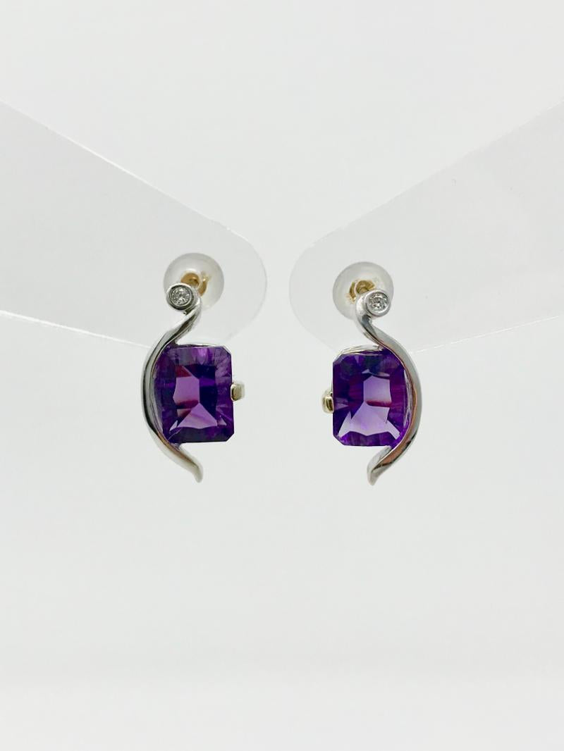 Amethyst &amp; Diamond Earrings
