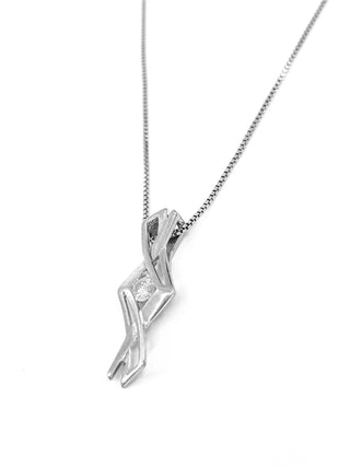 Colgante de plata de ley con diamantes canadienses de 0,15 quilates, 18"
