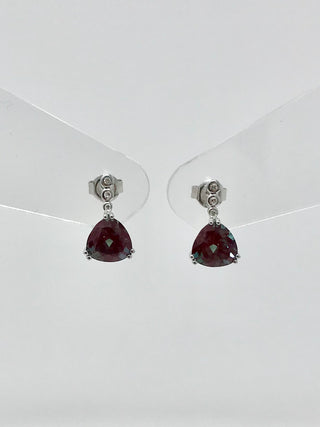 Created Alexandrite and Diamond Earrings