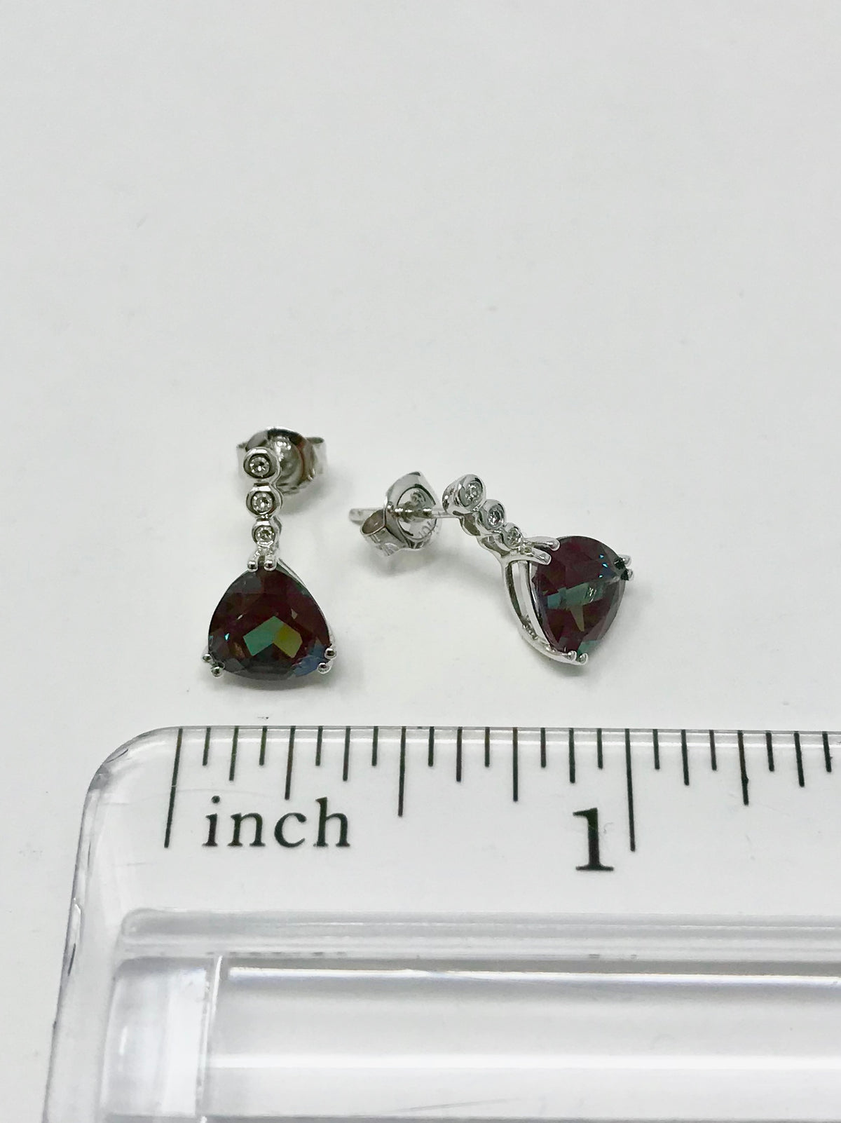 Created Alexandrite and Diamond Earrings