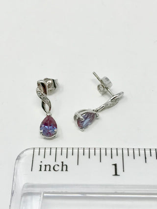 Created Alexandrite and Diamond Earrings