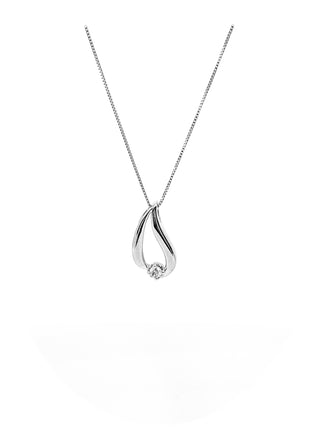 Collar de diamantes canadienses de 0,035 quilates de oro blanco de 10 quilates, 18"
