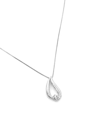 Collar de diamantes canadienses de 0,035 quilates de oro blanco de 10 quilates, 18"