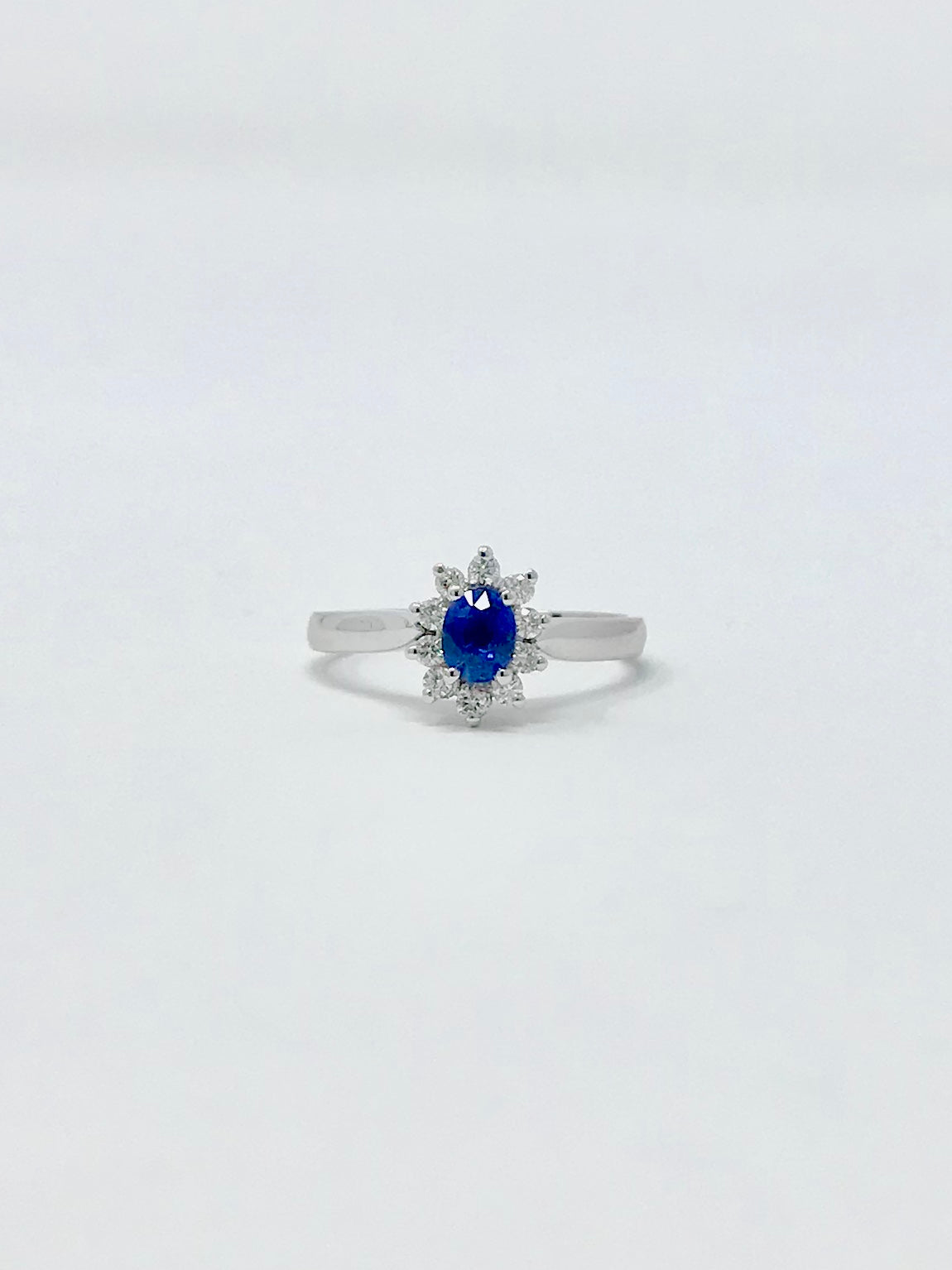 14K White Gold 0.40cttw Sapphire and 0.16cttw Diamond Ring, size 6