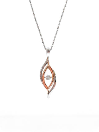 Colgante de plata de ley y oro rosa de 10 quilates con diamantes de 0,125 quilates, 18"