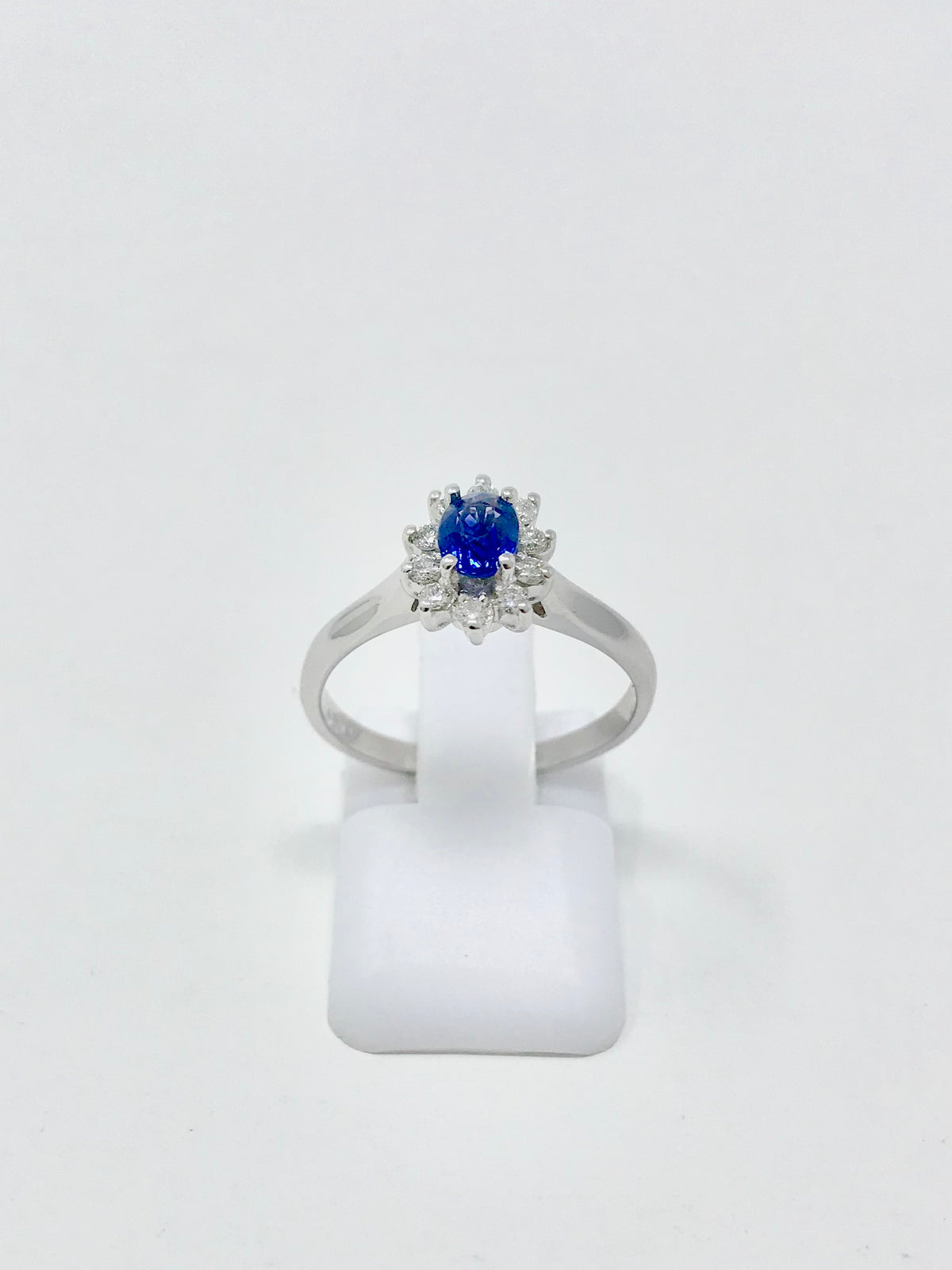 14K White Gold 0.40cttw Sapphire and 0.16cttw Diamond Ring, size 6