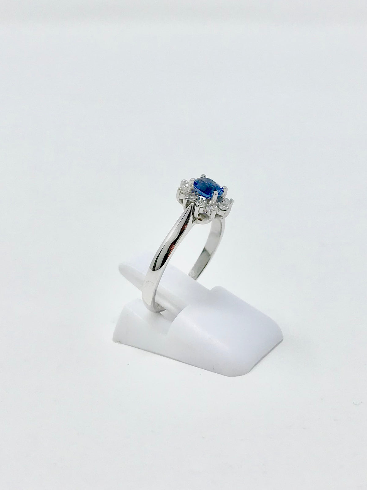 14K White Gold 0.40cttw Sapphire and 0.16cttw Diamond Ring, size 6