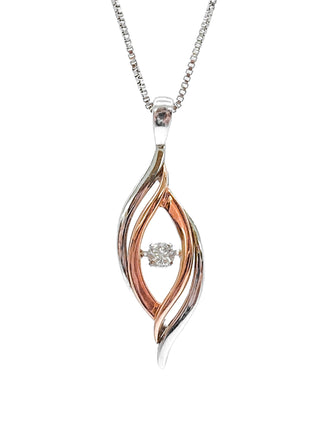 Colgante de plata de ley y oro rosa de 10 quilates con diamantes de 0,125 quilates, 18"