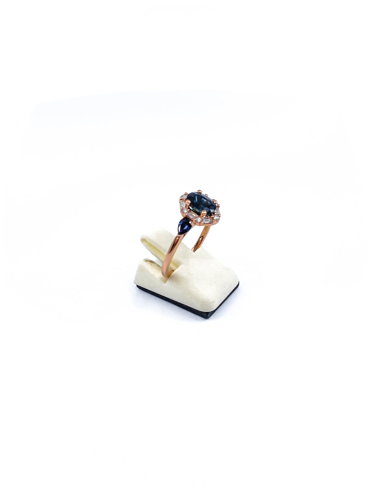 10K Rose Gold 1.50cttw Genuine Sapphire &amp; 0.30cttw Diamonds Ring, size 6.5