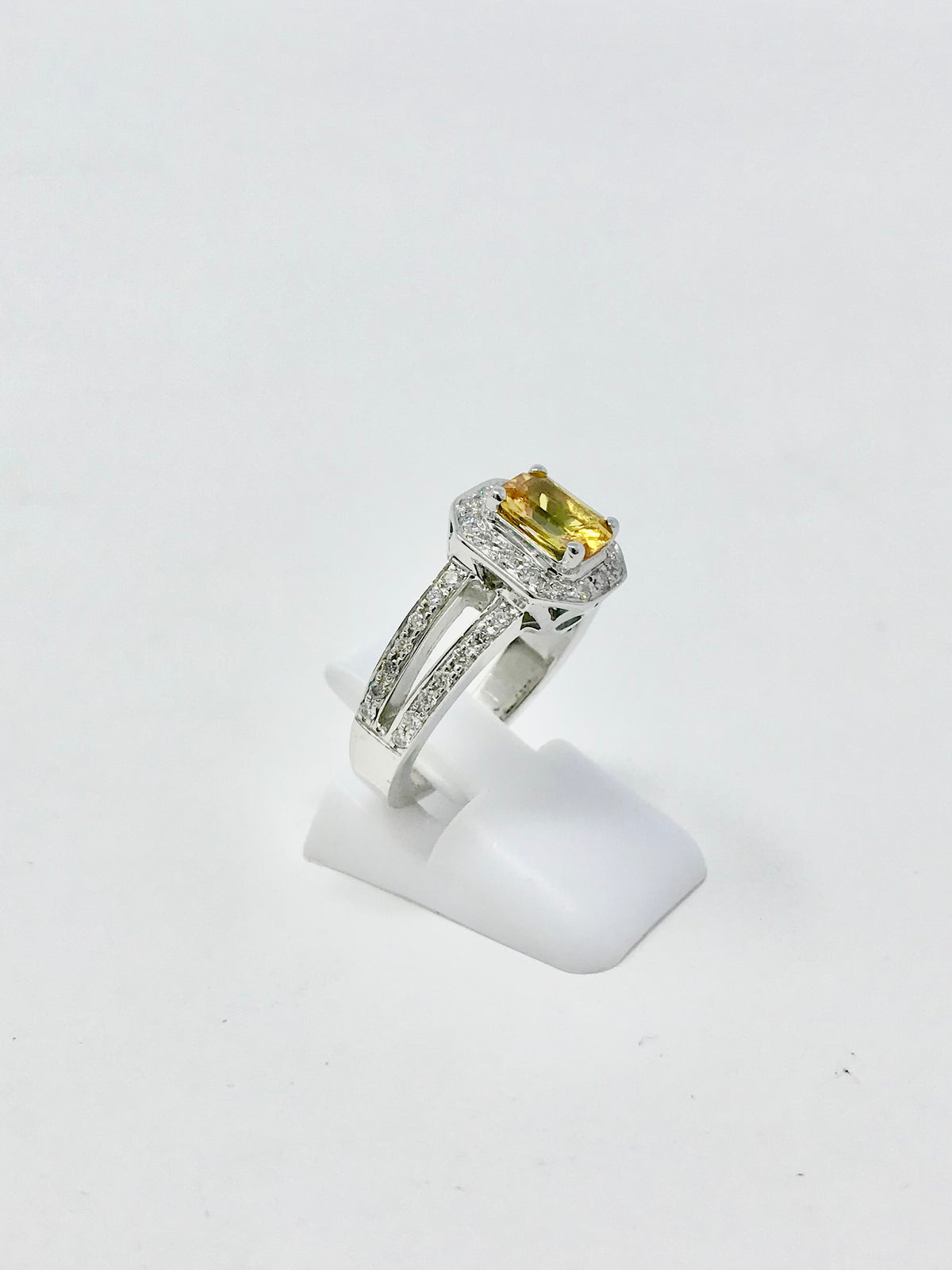 Yellow Sapphire and Diamond Ring