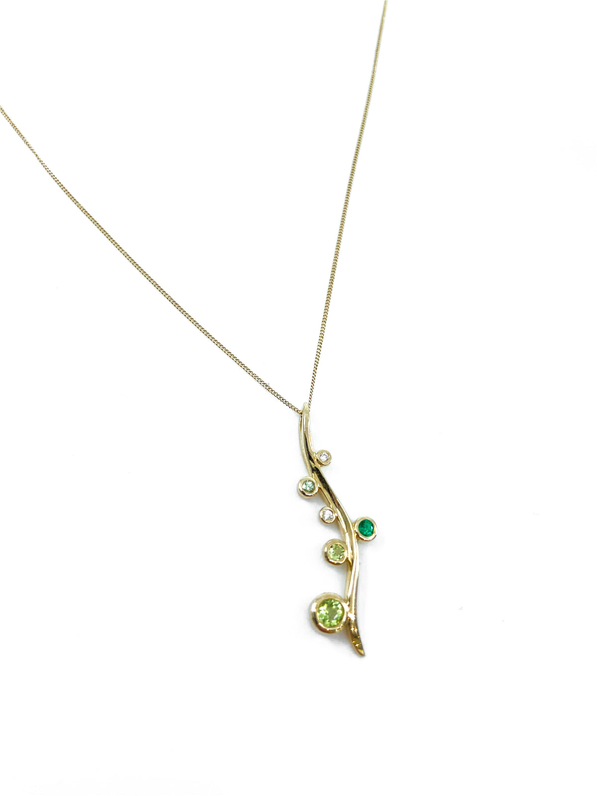 10K Yellow Gold Multicolor Stone and Diamond Necklace, 18&quot;