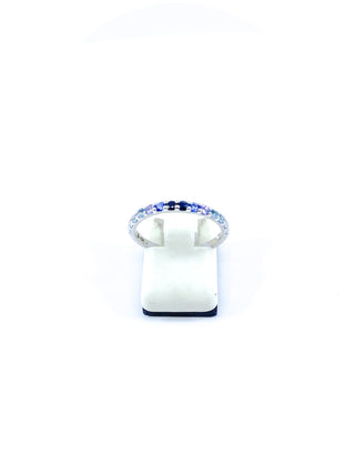 10K White Gold Genuine 2mm White Zircon, Aquamarine, Blue Zircon, Blue Topaz, Tanzanite, Ceylon Sapphire and Sapphire Gemstone Ring, size 6.5