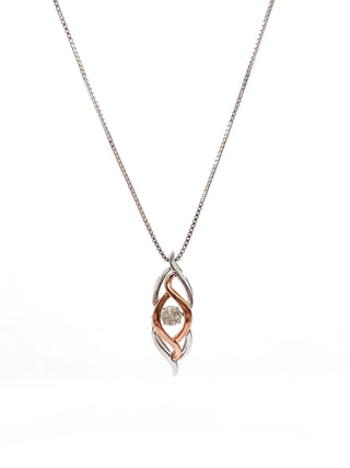 Colgante de plata de ley y oro rosa de 10 quilates con diamantes de 0,231 quilates, 18"