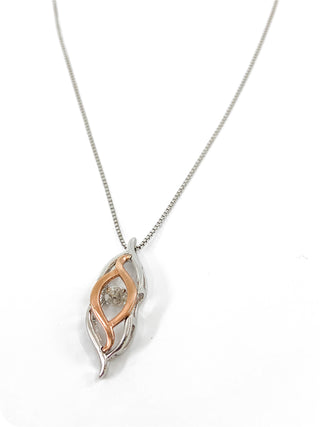 Colgante de plata de ley y oro rosa de 10 quilates con diamantes de 0,231 quilates, 18"