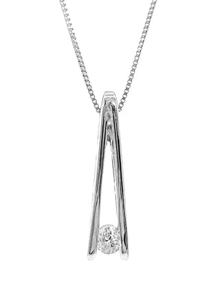 Collar de diamantes canadienses de 0,086 quilates de oro blanco de 10 quilates, 18"