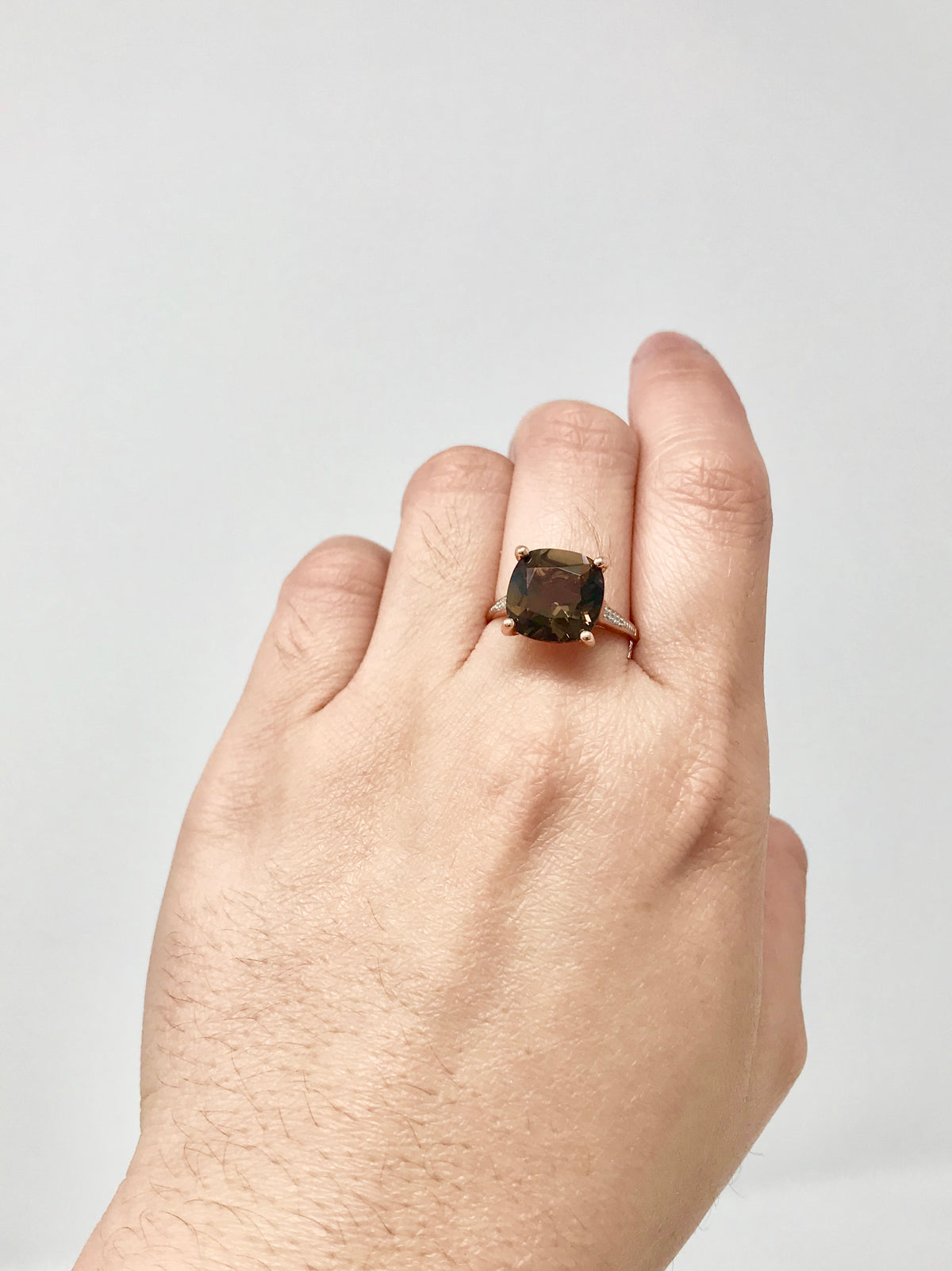 Smokey Quartz and Diamond Ring