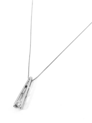 Collar de diamantes canadienses de 0,086 quilates de oro blanco de 10 quilates, 18"