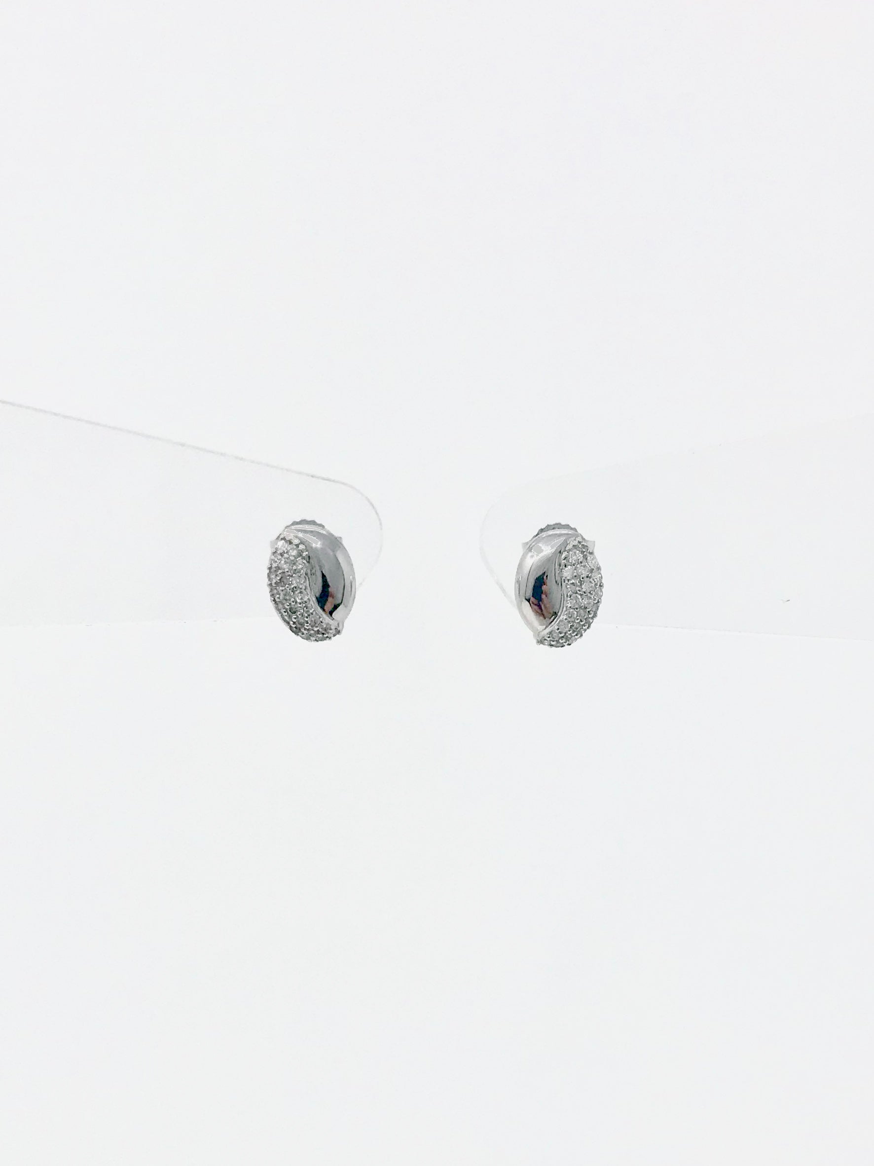 10K White Gold 0.28cttw Pave Diamond Stud Earrings