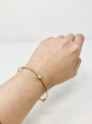 Brazalete de diamantes de 0,25 quilates en oro rosa de 10 quilates, 7"