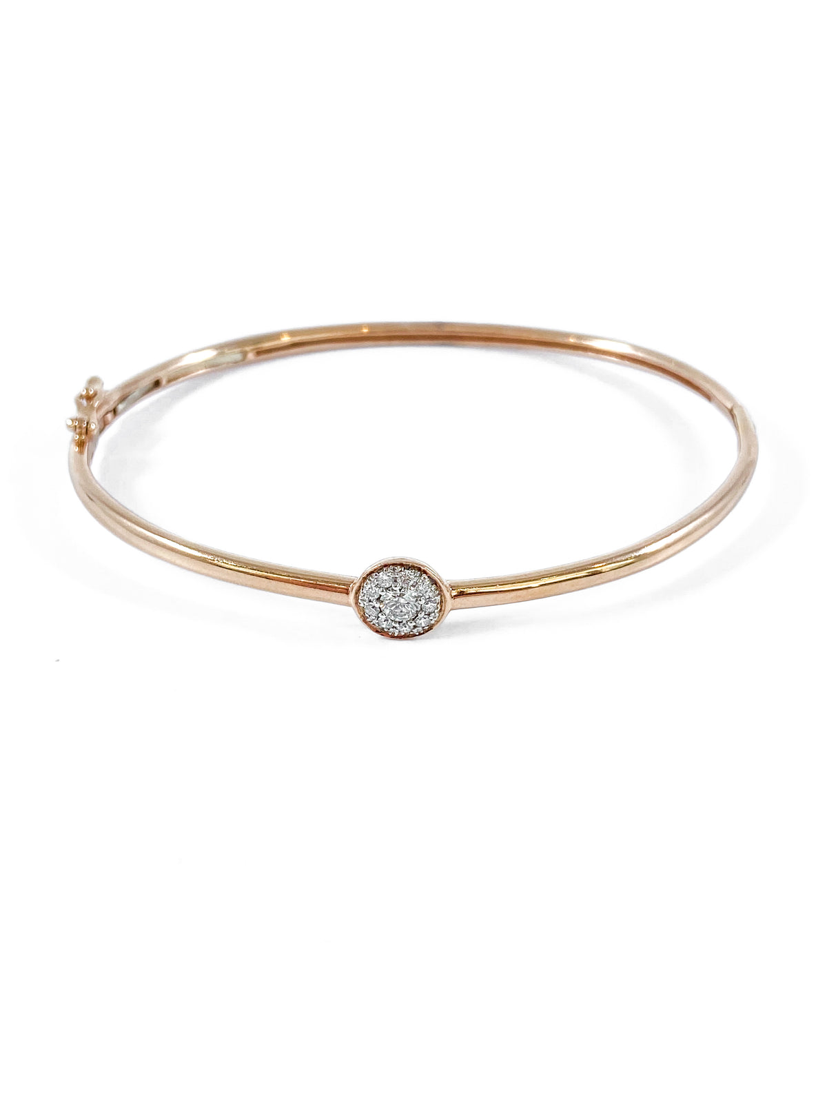 10K Rose Gold 0.25cttw Diamond Bangle, 7&quot;