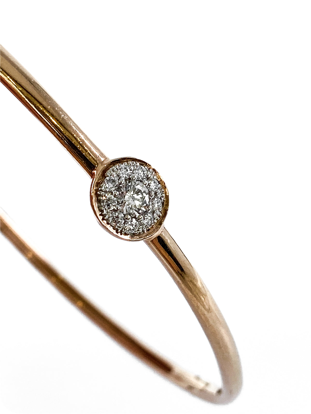 10K Rose Gold 0.25cttw Diamond Bangle, 7&quot;